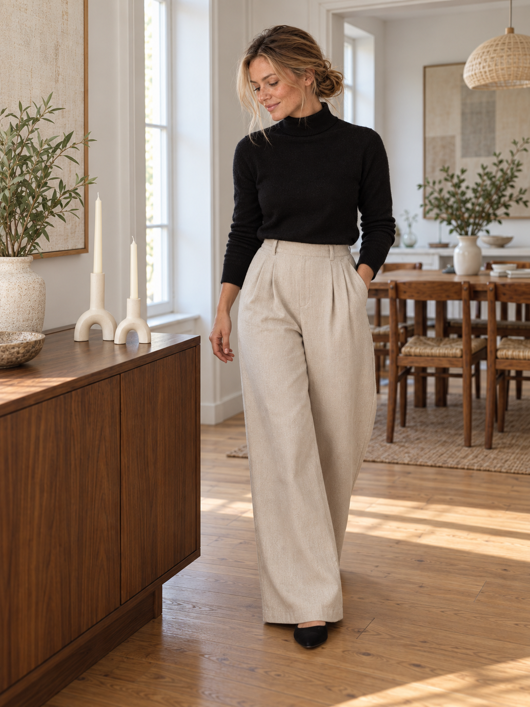 Kerzenhalter Arco aus Keramik, 2er-Set, Off-White - Raumansicht